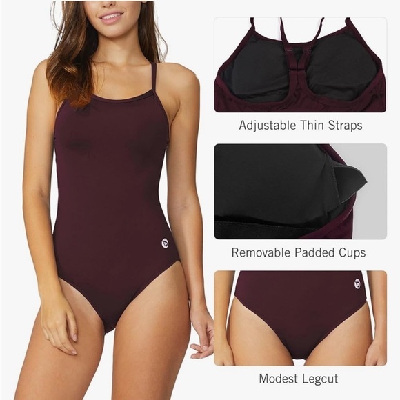 NWT BALEAF Women's Athletic Training Adjustable Strap One Piece Swimsuit size 34 - Picture 2 of 8